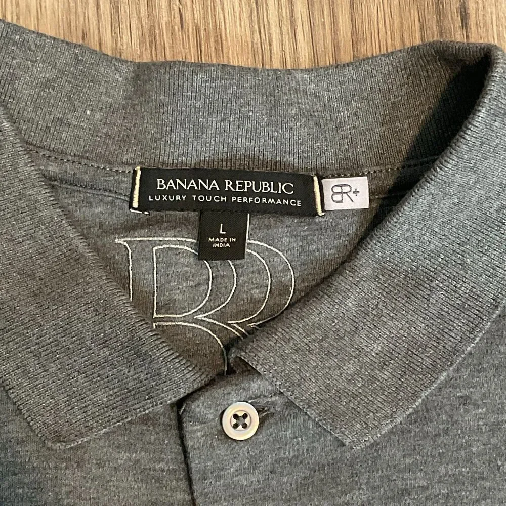 Banana Republic‎ Luxury Touch Performance Men Gray Short Sleeve Pullover Polo L